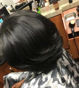 Silk Press on natural hair at Tampa Salon Brazyl